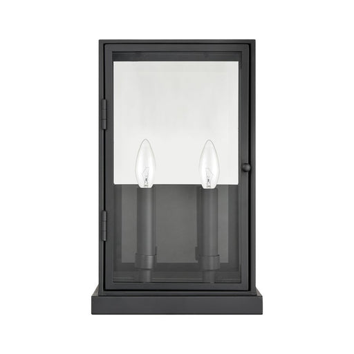 Atlas Lighting Foundation 15'' High 2Lt Outdoor Sconce, Black/Clear