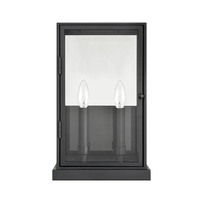 Atlas Lighting Foundation 15'' High 2Lt Outdoor Sconce, Black/Clear