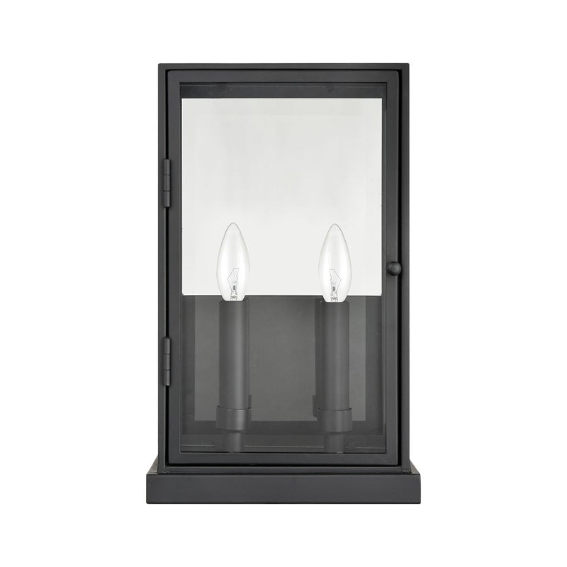 Atlas Lighting Foundation 15in 2-Light Outdoor Sconce | Transitional Matte Black and Clear Glass | Porch & Entryway | 9 x 6 x 15 in | Model OL11141-BK