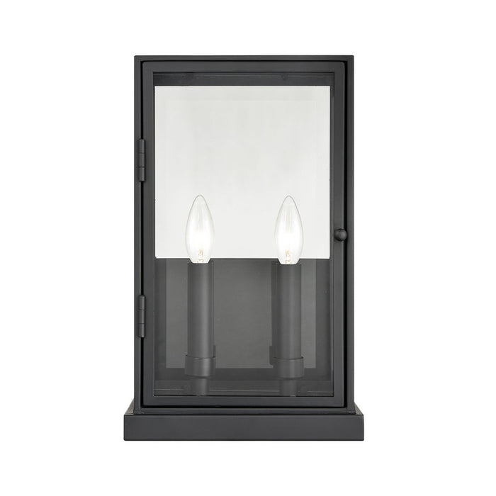 Atlas Lighting Foundation 15'' High 2Lt Outdoor Sconce, Black/Clear