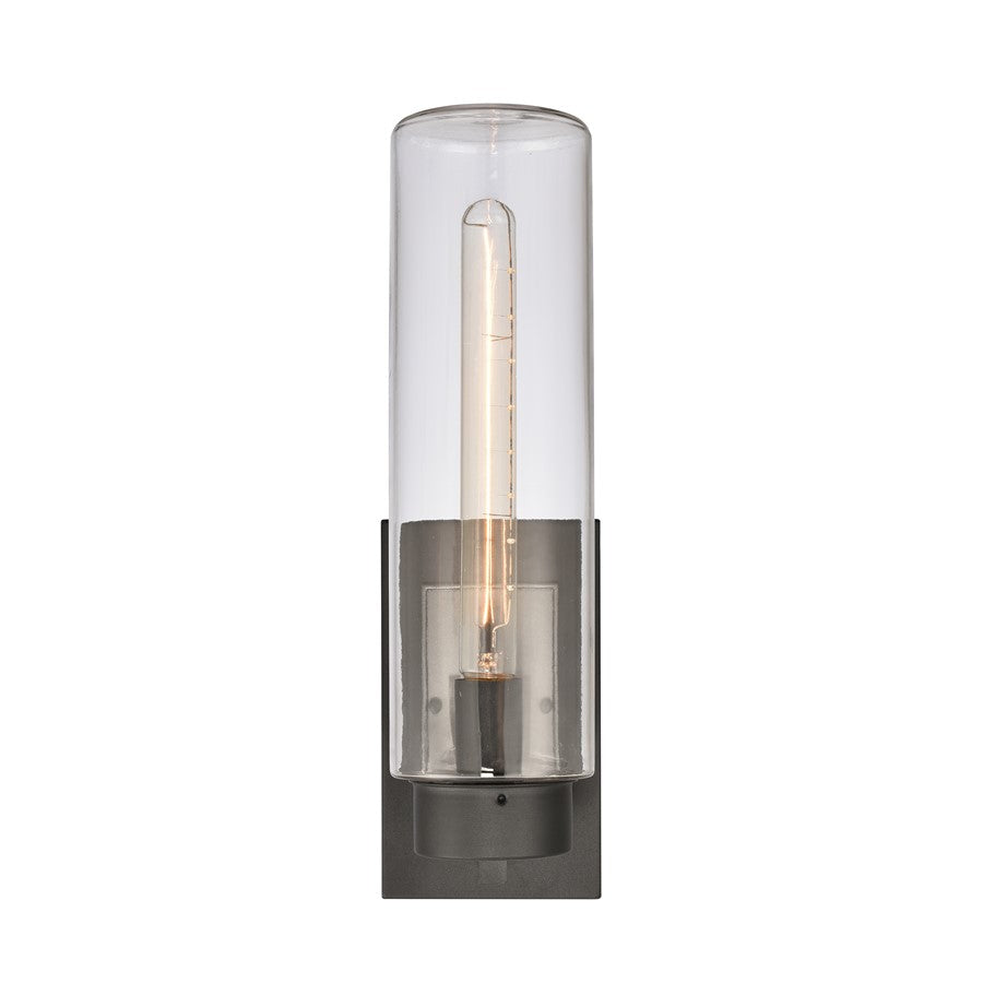 Atlas Lighting Garity 18'' High 1Lt Outdoor Sconce, Black/Clear