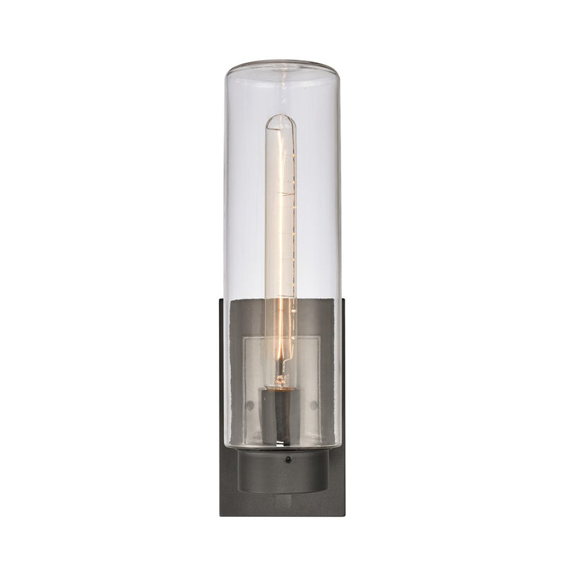 Atlas Lighting Garity 18in 1-Light Outdoor Sconce | Transitional Textured Black and Clear Glass | Porch & Entryway | Model OL11143-BK