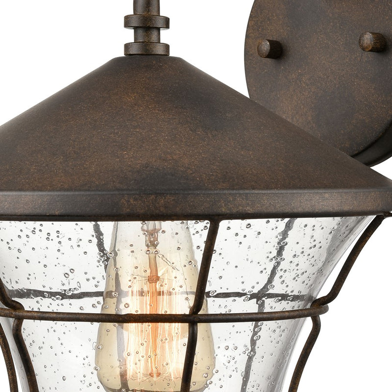 Atlas Lighting Gavin 10in 1-Light Outdoor Sconce | Traditional Hazelnut Bronze and Seeded Glass | Porch & Entryway | Model OL11144-BZ