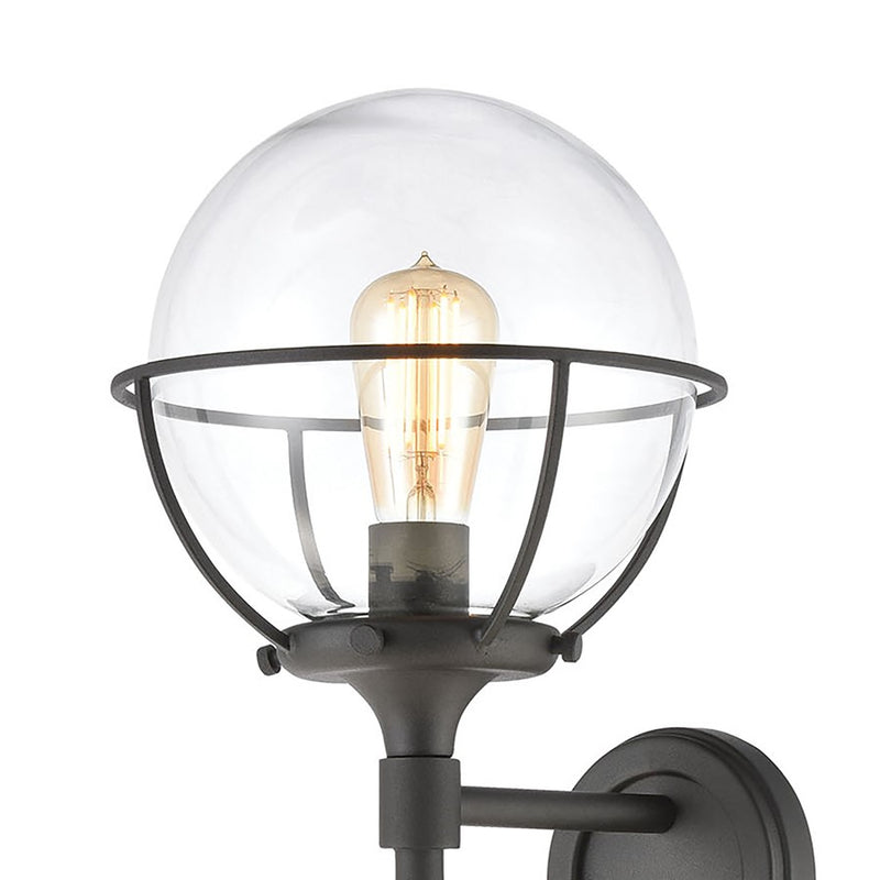 Atlas Lighting Girard 28in 1-Light Outdoor Sconce | Midcentury Charcoal and Clear Glass | Porch & Entryway | 10 x 12 x 28 in | Model OL11145-BK