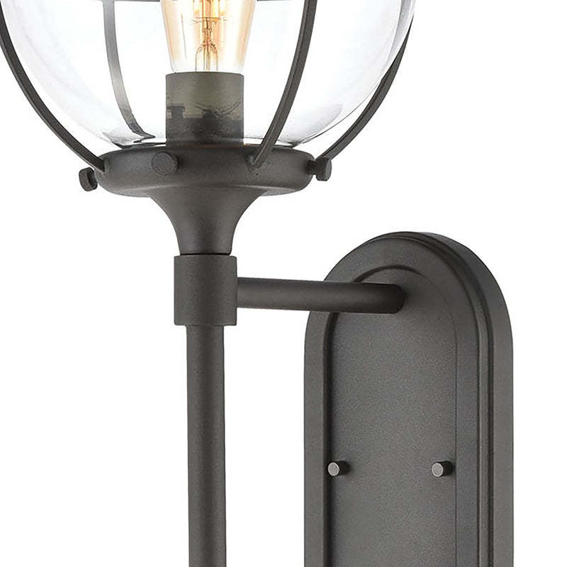Atlas Lighting Girard 28in 1-Light Outdoor Sconce | Midcentury Charcoal and Clear Glass | Porch & Entryway | 10 x 12 x 28 in | Model OL11145-BK
