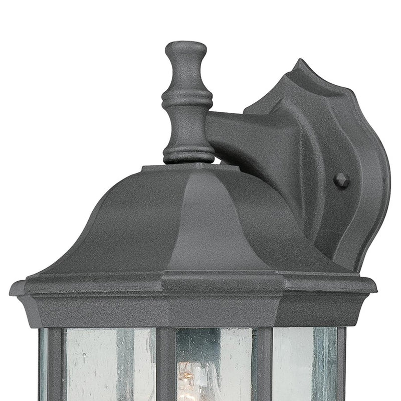 Atlas Lighting Hawthorne 14in 1-Light Outdoor Wall Sconce | Traditional Black and Clear Seeded Glass | Porch & Entryway | Model OL11150-BK