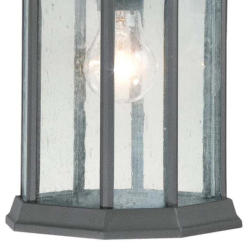 Atlas Lighting Hawthorne 14in 1-Light Outdoor Wall Sconce | Traditional Black and Clear Seeded Glass | Porch & Entryway | Model OL11150-BK