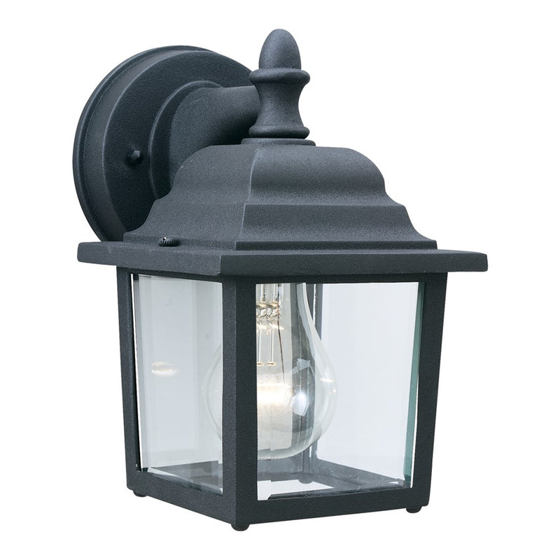 Atlas Lighting Hawthorne 8.5in 1-Light Outdoor Sconce | Traditional Black and Clear Glass | Entryway & Porch | 5.5 x 6.5 x 8.5 in | Model OL11152-BK