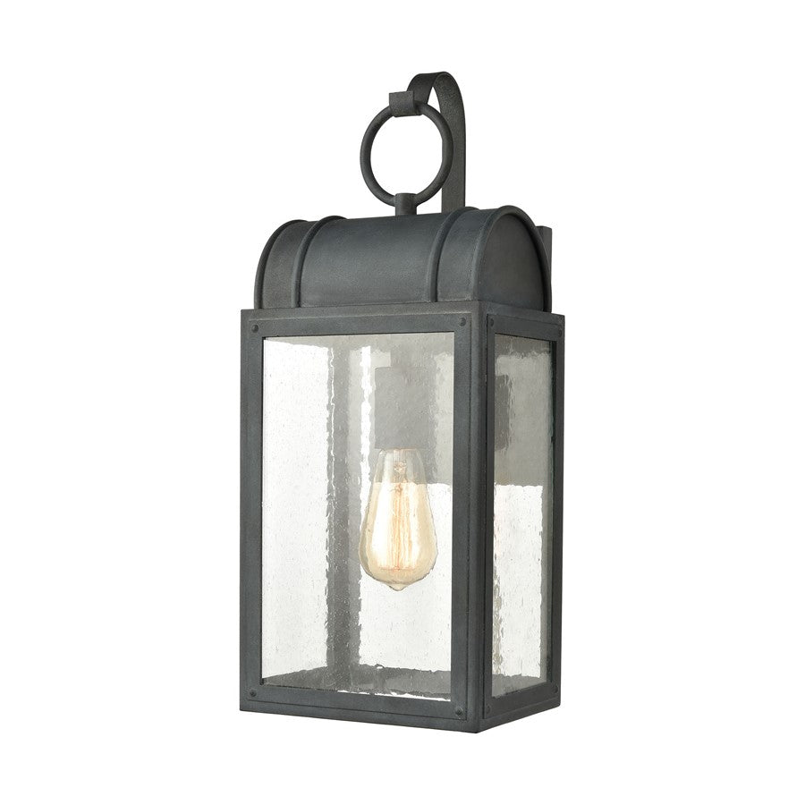 Atlas Lighting Heritage Hills 19''H 1Lt Outdoor Sconce, Zinc/Clear
