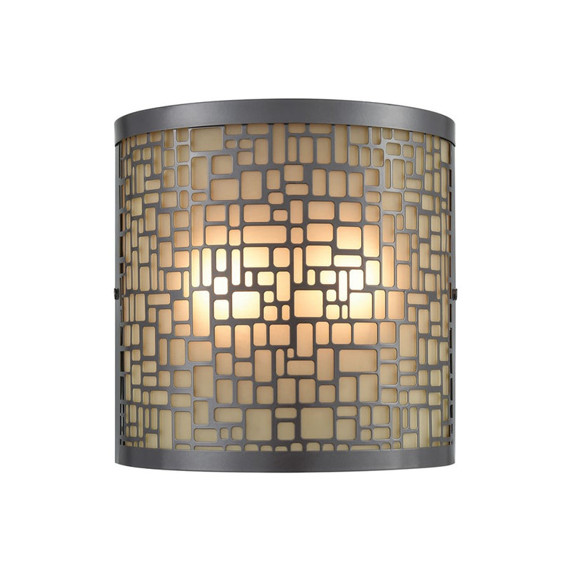 Atlas Hooper 8in 2-Light Outdoor Sconce | Modern Oil Rubbed Bronze and Amber Glass | Entryway & Patio | 8 x 4 x 8 in | Model OL11156-BK
