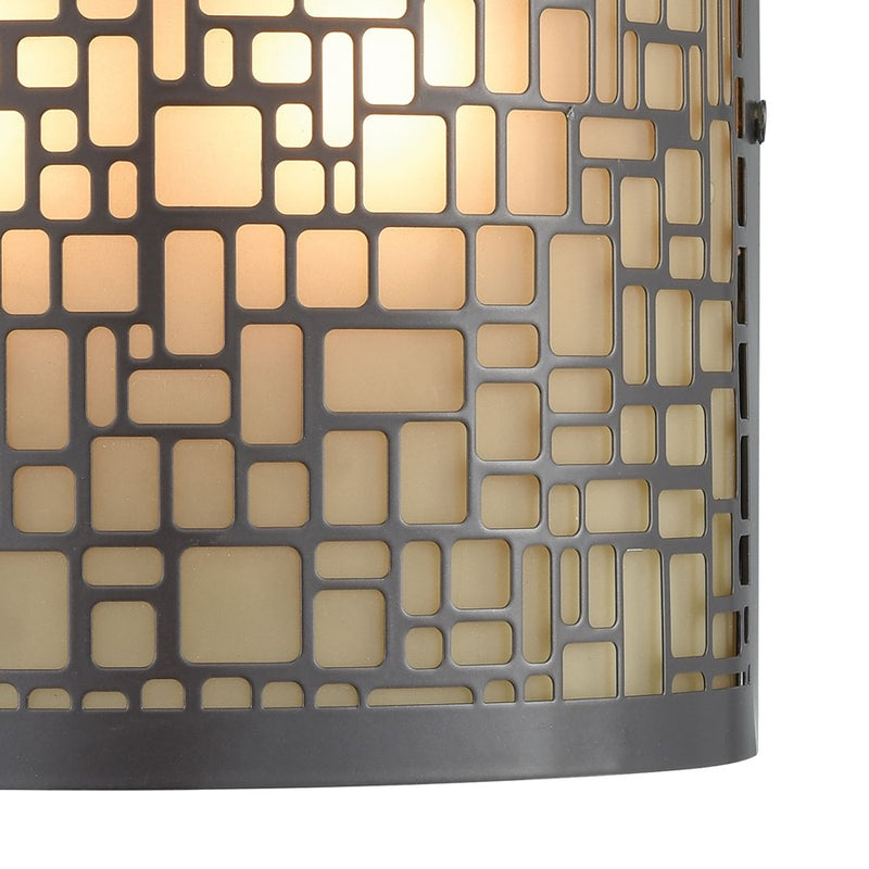 Atlas Hooper 8in 2-Light Outdoor Sconce | Modern Oil Rubbed Bronze and Amber Glass | Entryway & Patio | 8 x 4 x 8 in | Model OL11156-BK