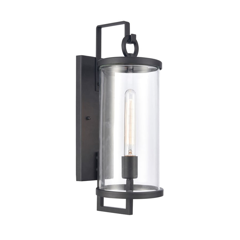 Atlas Hopkins 18in 1-Light Outdoor Sconce | Transitional Charcoal and Clear Glass | Entryway & Covered Patio | 6.25 x 8 x 17.75 in | Model OL11158-BK