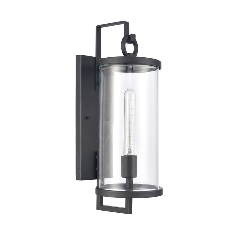 Atlas Hopkins 18in 1-Light Outdoor Sconce | Transitional Charcoal and Clear Glass | Entryway & Covered Patio | 6.25 x 8 x 17.75 in | Model OL11158-BK