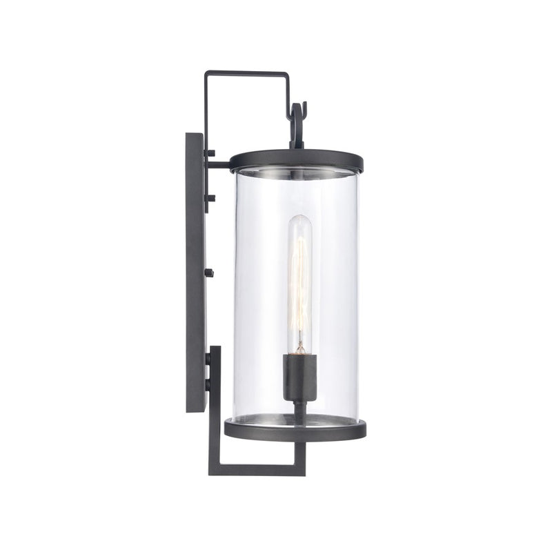 Atlas Hopkins 18in 1-Light Outdoor Sconce | Transitional Charcoal and Clear Glass | Entryway & Covered Patio | 6.25 x 8 x 17.75 in | Model OL11158-BK