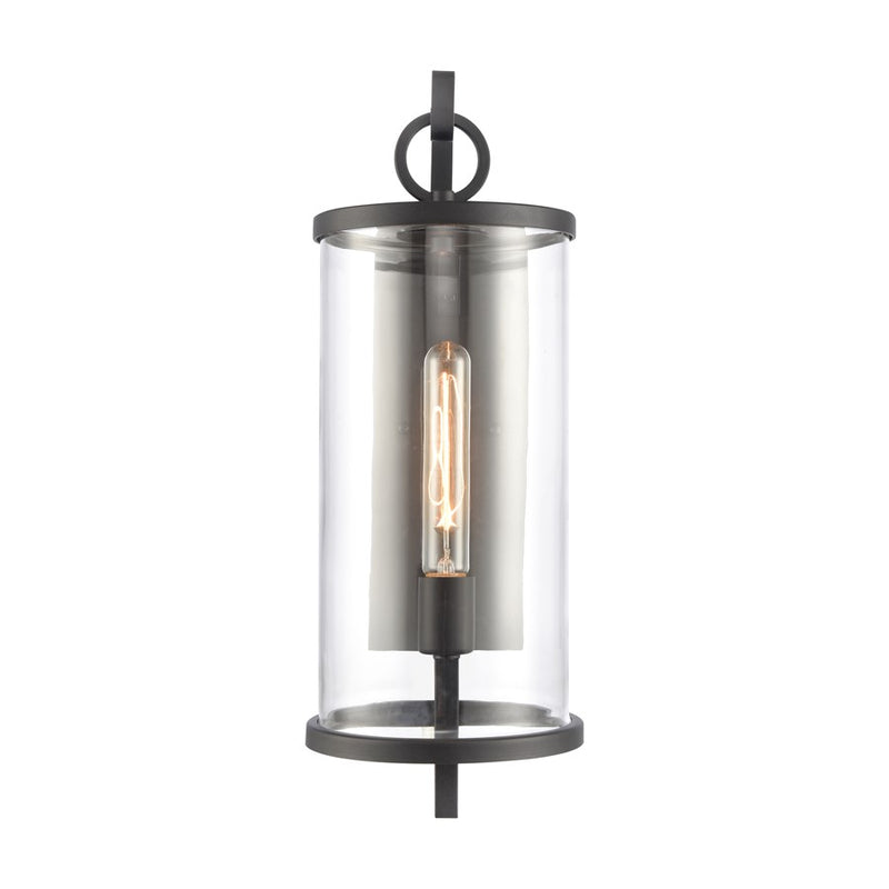Atlas Lighting Hopkins 20in 1-Light Outdoor Sconce | Transitional Charcoal Black and Clear Glass | Entryway & Covered Patio | Model OL11159-BK