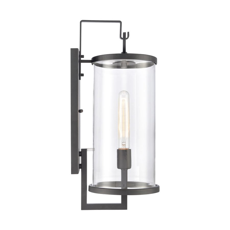Atlas Lighting Hopkins 20in 1-Light Outdoor Sconce | Transitional Charcoal Black and Clear Glass | Entryway & Covered Patio | Model OL11159-BK