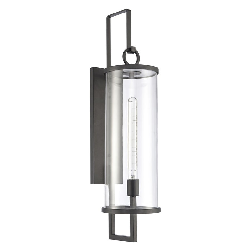 Atlas Lighting Hopkins 30in 1-Light Outdoor Sconce | Transitional Charcoal Black and Clear Glass | Entryway & Covered Patio | Model OL11161-BK