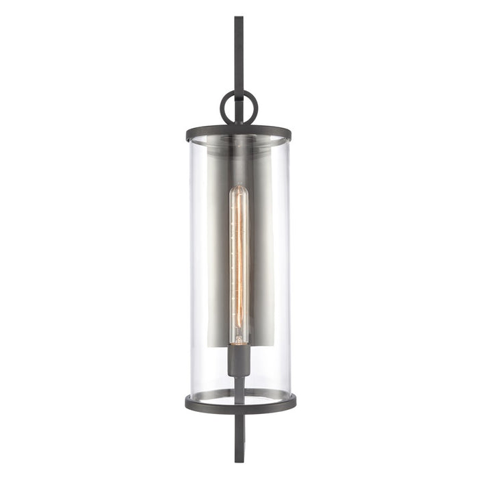 Atlas Lighting Hopkins 30'' High 1Lt Outdoor Sconce, Black/Clear