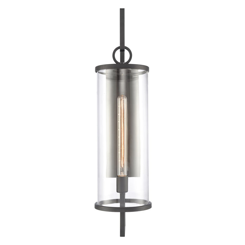 Atlas Lighting Hopkins 30in 1-Light Outdoor Sconce | Transitional Charcoal Black and Clear Glass | Entryway & Covered Patio | Model OL11161-BK