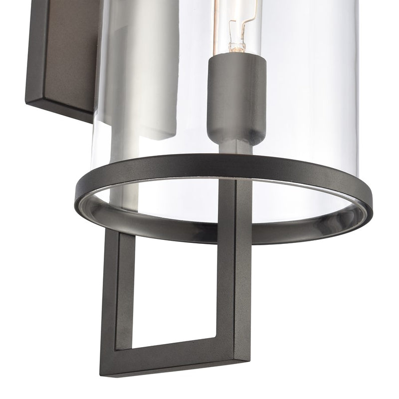Atlas Lighting Hopkins 30in 1-Light Outdoor Sconce | Transitional Charcoal Black and Clear Glass | Entryway & Covered Patio | Model OL11161-BK