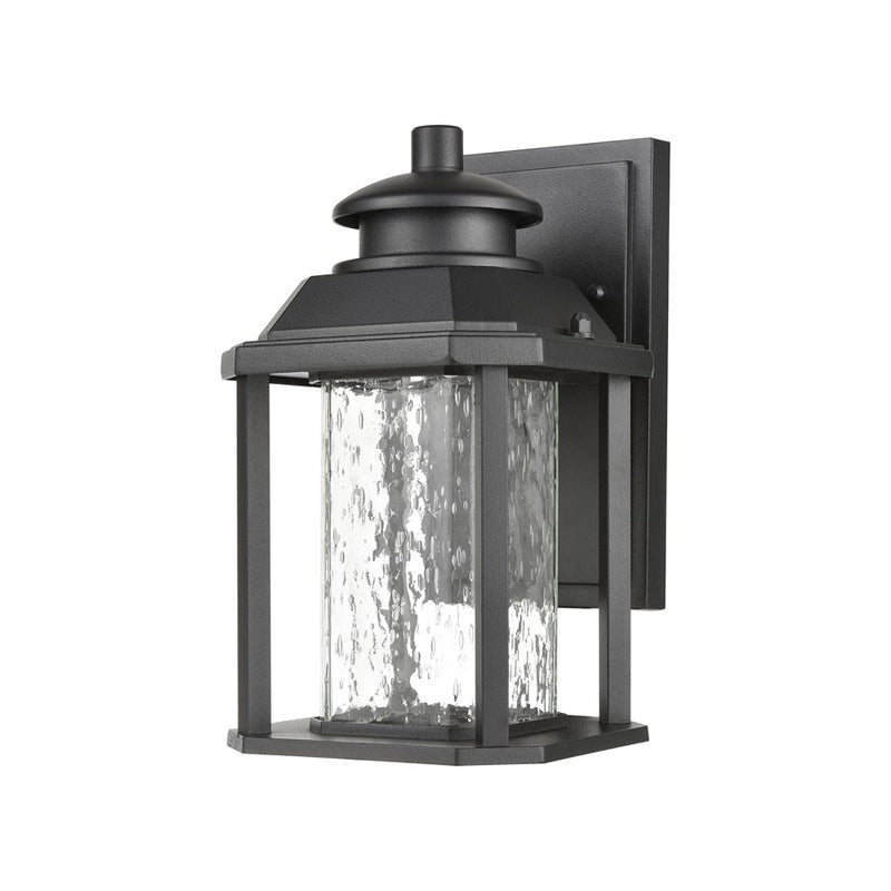 Atlas Lighting Irvine 10in 1-Light Outdoor Sconce | Traditional Matte Black and Seeded Glass | Entryway & Covered Patio | Model OL11162-BK