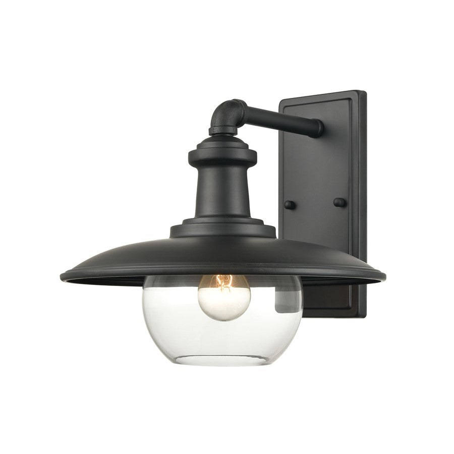 Atlas Lighting Jackson 12'' High 1Lt Outdoor Sconce, Black/Clear