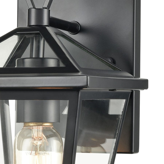 Atlas Lighting Main Street 10''H 1Lt Outdoor Sconce, Black/Clear