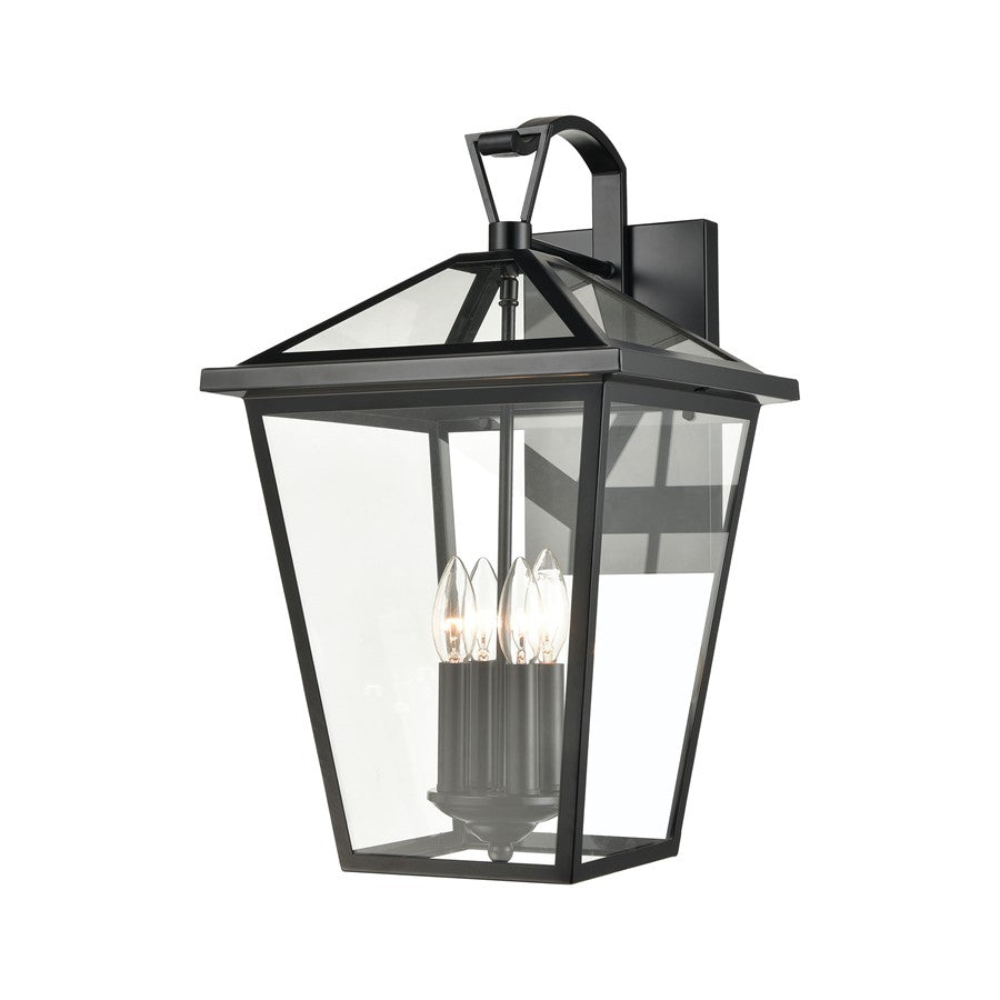 Atlas Lighting Main Street 21''H 4Lt Outdoor Sconce, Black/Clear