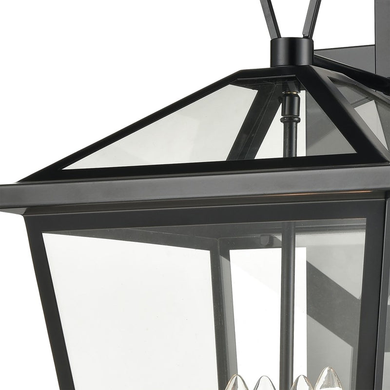 Atlas Lighting Main Street 21in 4-Light Outdoor Sconce | Traditional Black and Clear Glass | Porch & Entryway | 12 x 14 x 21 in | Model OL11173-BK