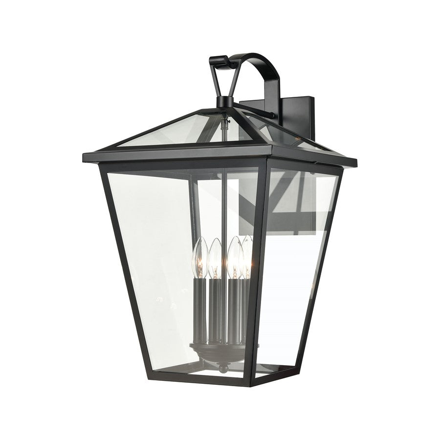 Atlas Lighting Main Street 23''H 4Lt Outdoor Sconce, Black/Clear - OL11174-BK