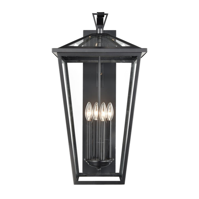 Atlas Lighting Main Street 28''H 4Lt Outdoor Sconce, Black/Clear - OL11175-BK