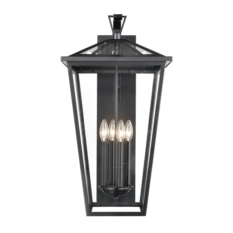Atlas Lighting Main Street 28''H 4Lt Outdoor Sconce, Black/Clear - OL11175-BK