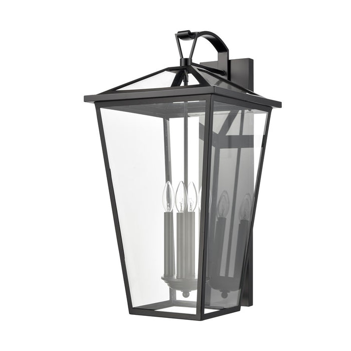 Atlas Lighting Main Street 28''H 4Lt Outdoor Sconce, Black/Clear