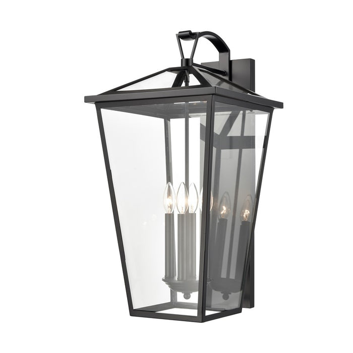 Atlas Lighting Main Street 28''H 4Lt Outdoor Sconce, Black/Clear