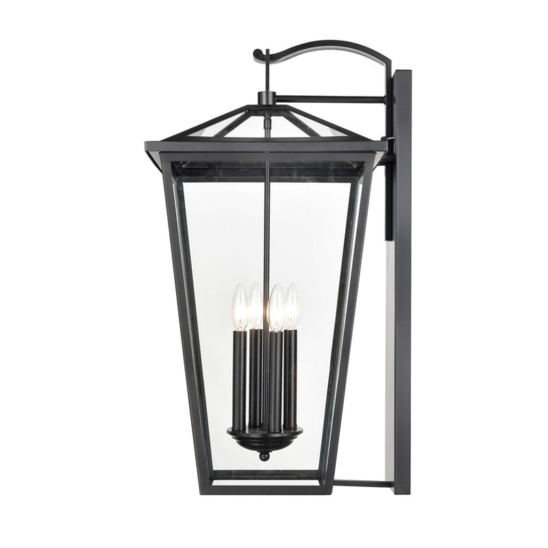 Atlas Lighting Main Street 28''H 4Lt Outdoor Sconce, Black/Clear