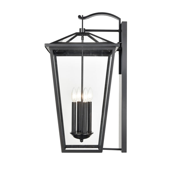 Atlas Lighting Main Street 28''H 4Lt Outdoor Sconce, Black/Clear