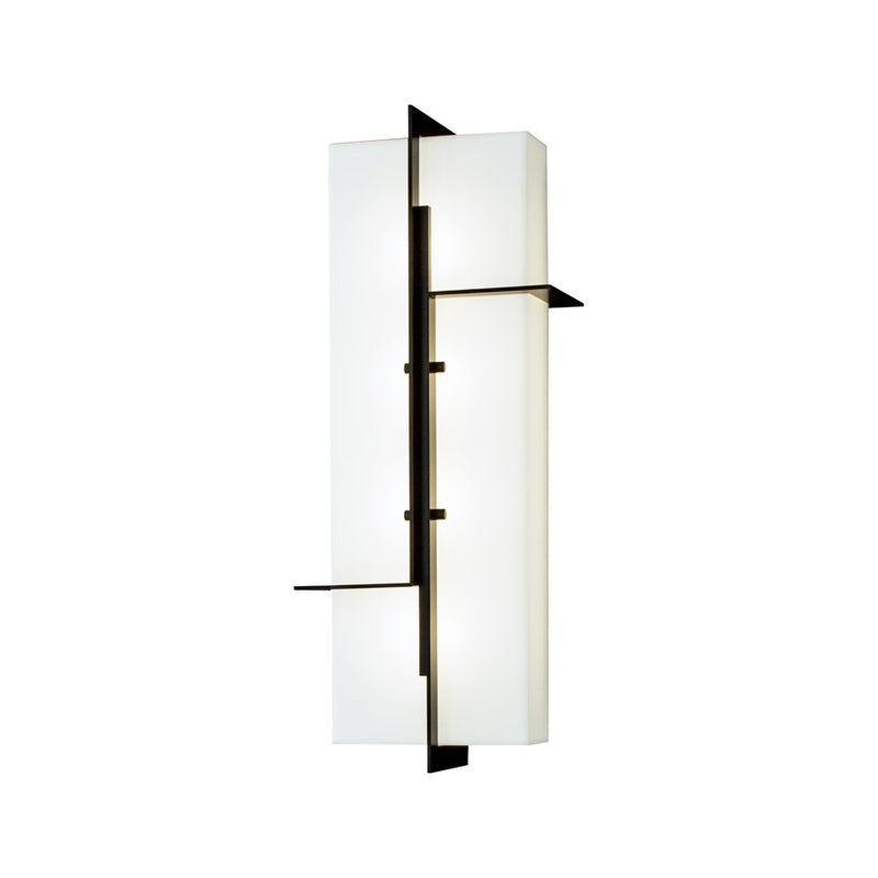 Atlas Lighting Matrix 18in LED Outdoor Sconce | Modern Matte Black and White Acrylic | Entryway & Covered Patio | 18 x 7 x 18 in | Model OL11178-BK