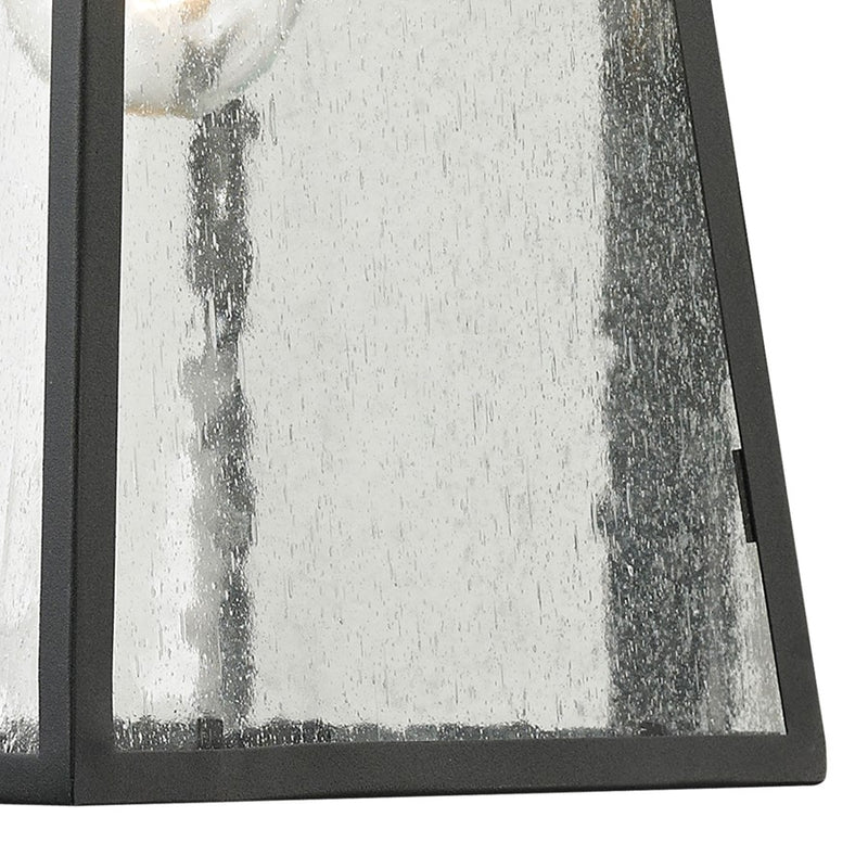 Atlas Lighting Meditterano 16in 1-Light Outdoor Sconce | Transitional Matte Black and Clear Seeded Glass | Covered Porch | Model OL11180-BK