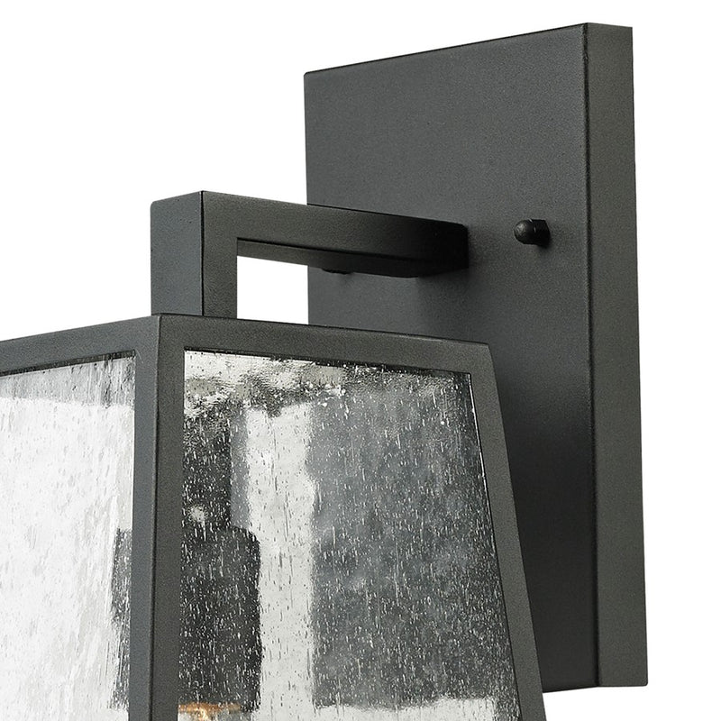 Atlas Lighting Meditterano 16in 1-Light Outdoor Sconce | Transitional Matte Black and Clear Seeded Glass | Covered Porch | Model OL11180-BK