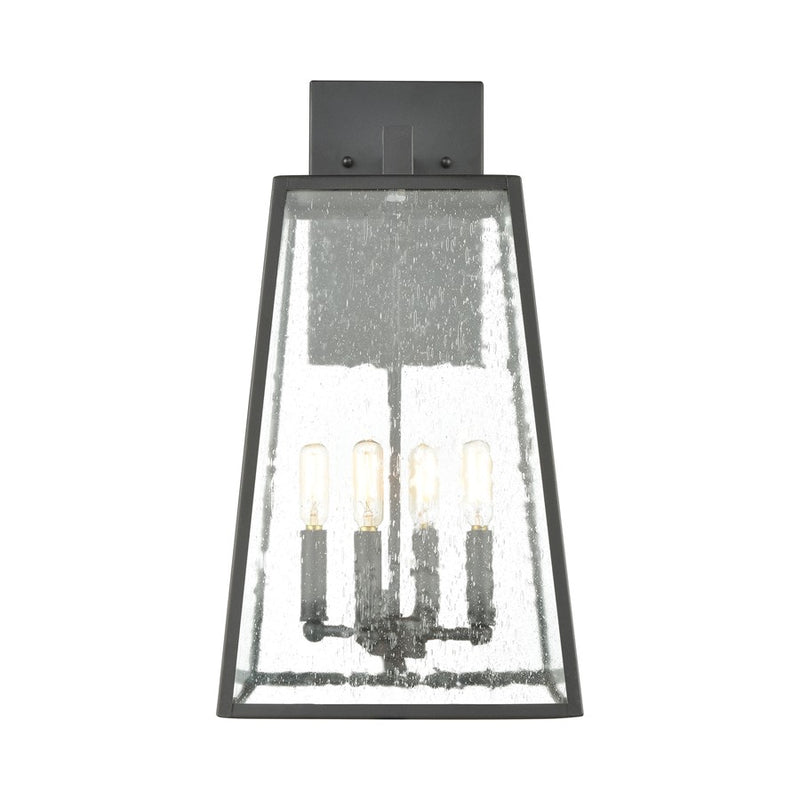 Atlas Lighting Meditterano 22in 4-Light Outdoor Sconce | Transitional Matte Black and Clear Seeded Glass | Covered Porch | Model OL11181-BK