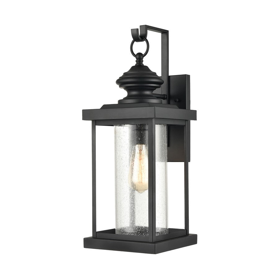 Atlas Lighting Minersville 21''H 1Lt Outdoor Sconce, Black/Clear