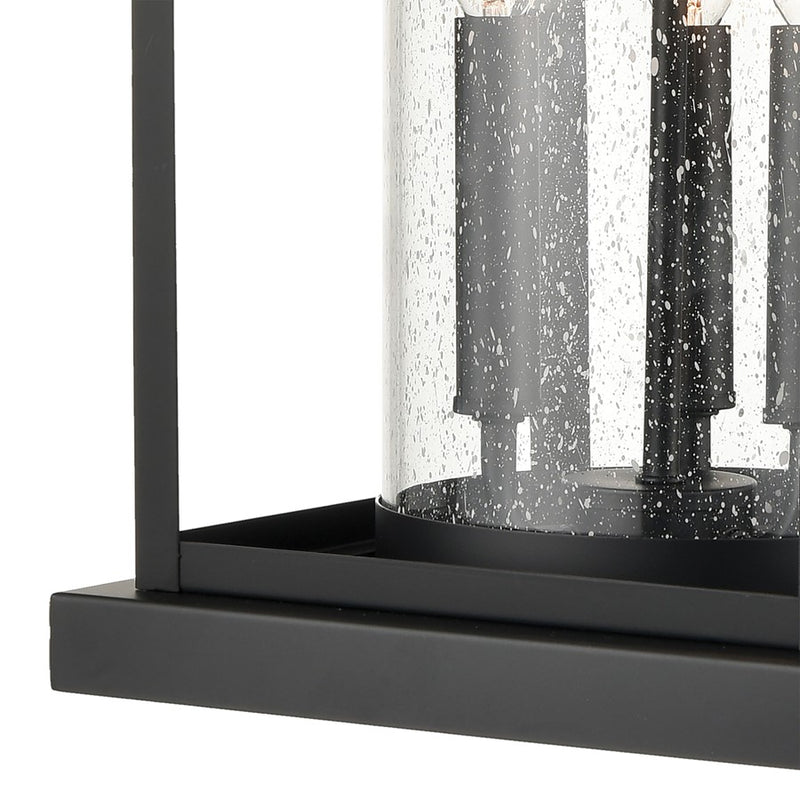 Atlas Lighting Minersville 23in 3-Light Outdoor Sconce | Transitional Matte Black and Clear Seeded Glass | Covered Patio | Model OL11184-BK