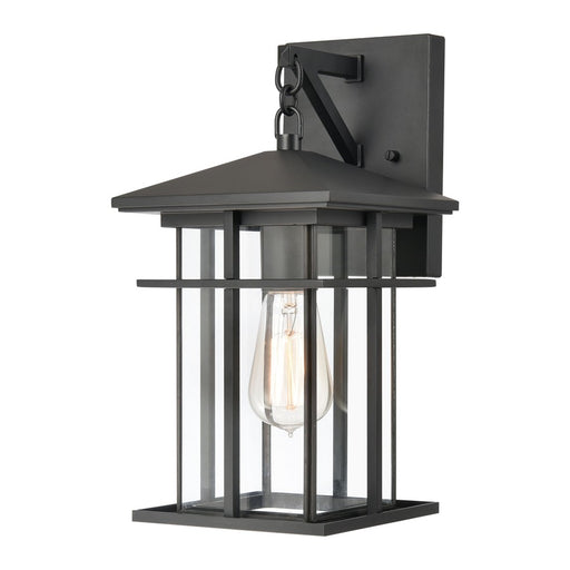 Atlas Lighting Oak Park 14'' High 1Lt Outdoor Sconce, Black/Clear