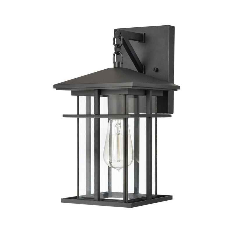 Atlas Lighting Oak Park 14'' High 1Lt Outdoor Sconce, Black/Clear