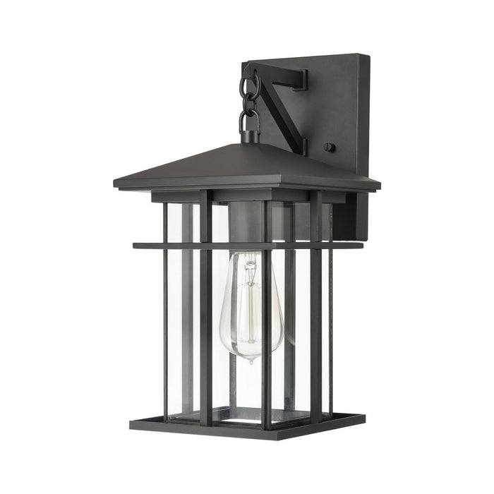 Atlas Lighting Oak Park 14'' High 1Lt Outdoor Sconce, Black/Clear