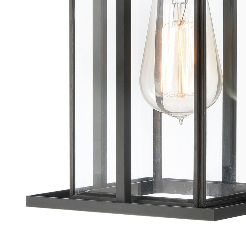 Atlas Lighting Oak Park 14'' High 1Lt Outdoor Sconce, Black/Clear