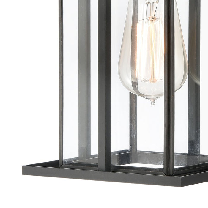 Atlas Lighting Oak Park 14'' High 1Lt Outdoor Sconce, Black/Clear