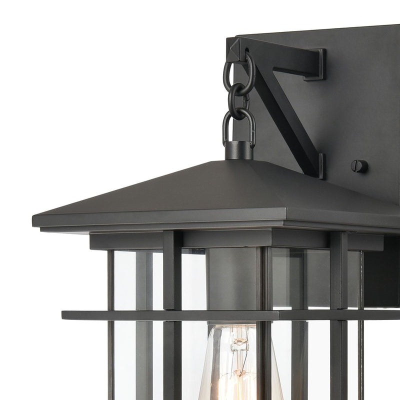 Atlas Lighting Oak Park 14'' High 1Lt Outdoor Sconce, Black/Clear