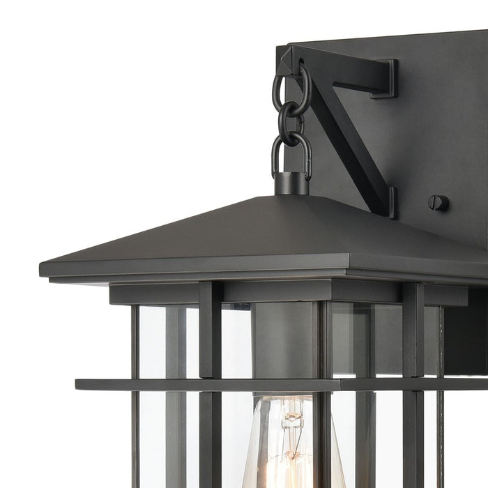 Atlas Lighting Oak Park 14'' High 1Lt Outdoor Sconce, Black/Clear