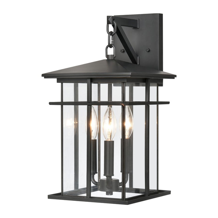 Atlas Lighting Oak Park 17'' High 3Lt Outdoor Sconce, Black/Clear - OL11191-BK